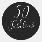 Sticker Rond Chic Moderne 50 Fabuleux Noir Blanc 50e Anniversai (Devant)