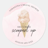 Sticker Rond Chic moderne aquarelle glace Fête des mariées crèm (Devant)