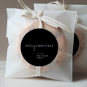 Sticker Rond Chic moderne Black Joyeux cadeau de Noël