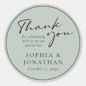 Sticker Rond Chic Moderne Calligraphie Mariage Favoriser Merci (Devant)