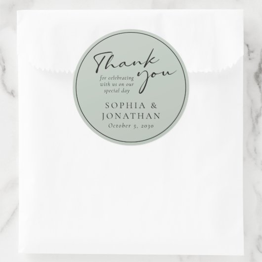 Sticker Rond Chic Moderne Calligraphie Mariage Favoriser Merci (Sac)