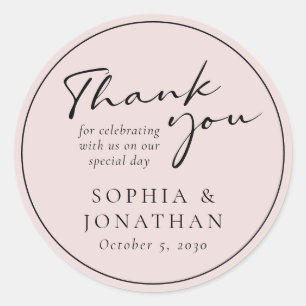 Sticker Rond Chic Moderne Calligraphie Mariage Favoriser Merci
