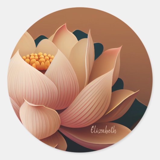 Sticker Rond Chic Moderne Élégant Lotus (Devant)