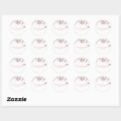 Sticker Rond Chic Moderne Fleur Rose Délicate (Feuille)