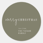 Sticker Rond Chic moderne | Green Joyeux cadeau de Noël (Devant)
