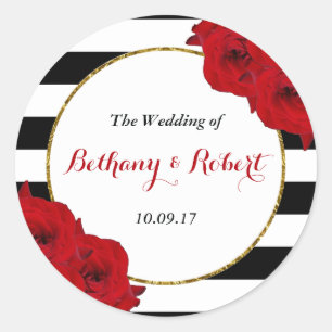 Sticker Rond Chic Moderne Luxe Mariage Collection - Roses rouge