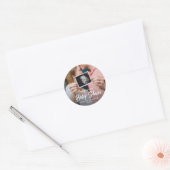 Sticker Rond Chic moderne Script & Baby shower photo Merci (Enveloppe)
