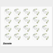 Sticker Rond Chic moderne Script Eucalyptus Mariage Merci (Feuille)