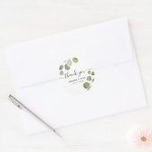 Sticker Rond Chic moderne Script Eucalyptus Mariage Merci (Enveloppe)