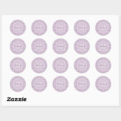 Sticker Rond Chic Monogramme Lumière Purple Houndstooth Avec No (Feuille)