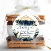 Sticker Rond Chic Navy Blue Floral Roses papillons Favoriser