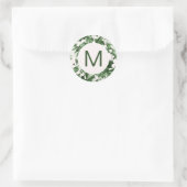 Sticker Rond Chic Noël Green Holly Imprimer Monogramme (Sac)