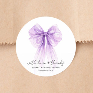Sticker Rond Chic nœud papillon violet aquarelle Remerciement d