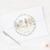 Sticker Rond Chic Nutcracker Ballet Joyeux Noël Or (Enveloppe)