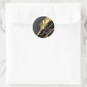 Sticker Rond Chic or et noir mariage damassé phoque (Sac)