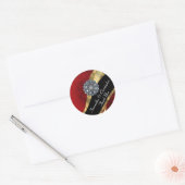 Sticker Rond Chic or et rouge mariage damassé sceau (Enveloppe)