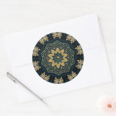 Sticker Rond Chic Or & Vert Style Asiatique (Enveloppe)