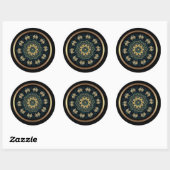Sticker Rond Chic Or & Vert Style Asiatique 2 (Feuille)