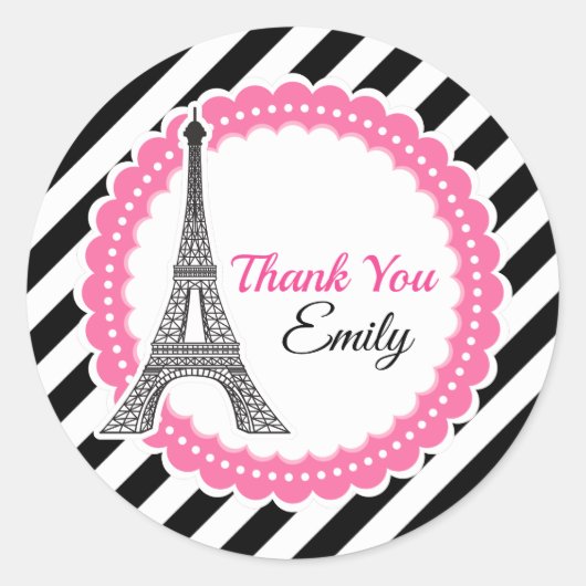 Sticker Rond Chic Paris Baby shower d'anniversaire (Devant)