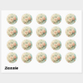 Sticker Rond Chic patiné, rose et bleu Shabby (Feuille)
