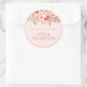 Sticker Rond Chic Pêche Golden Floral Faite À La Main Avec Amou (Sac)