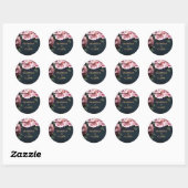 Sticker Rond Chic Pink Couples Noms Enveloppe Mariage (Feuille)