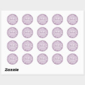 Sticker Rond Chic Purple Giraffe Imprimer avec Monogramme et no (Feuille)