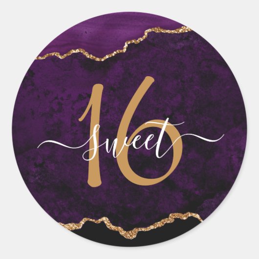 Sticker Rond Chic Purple Gold Parties scintillant Agate Sweet 1 (Devant)