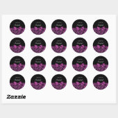 Sticker Rond Chic Purple Zebra Print FAUX Glitz Bow avec nom (Feuille)