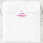 Sticker Rond Chic rose Aquarelle Bow Sweet 16 Anniversaire (Sac)