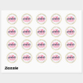 Sticker Rond Chic Rose Aquarelle Gold Gradué (Feuille)
