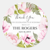 Sticker Rond Chic rose Aquarelle Merci Floral (Devant)