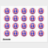 Sticker Rond Chic rose et classe femme (Feuille)