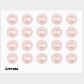 Sticker Rond Chic rose Fleur de marguerite ONEderful Anniversai (Feuille)