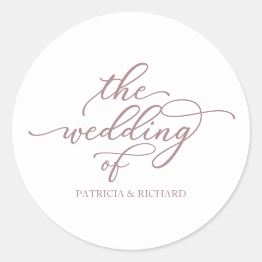 Sticker Rond Chic Rose Gold Calligraphie Le Mariage De (Devant)