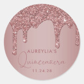 Sticker Rond Chic Rose Gold Éperche Parties scintillant Drives  (Devant)