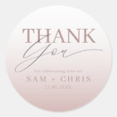 Sticker Rond Chic Rose Gold Wedding Thank You  (Devant)
