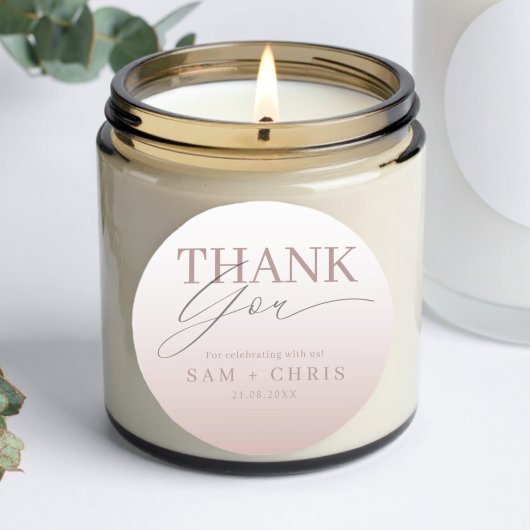 Sticker Rond Chic Rose Gold Wedding Thank You 