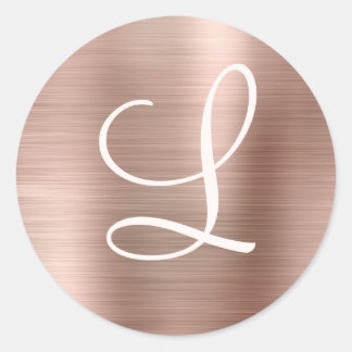 Sticker Rond Chic Rose or brossé métal rose Monogramme