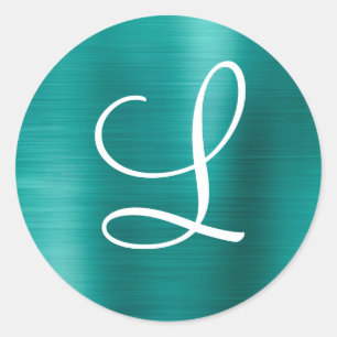 Sticker Rond Chic Rose or brossé métal rose Monogramme