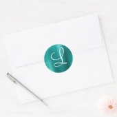 Sticker Rond Chic Rose or brossé métal rose Monogramme (Enveloppe)