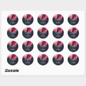 Sticker Rond Chic rose Peony Couple Noms Mariage Enveloppe Scea (Feuille)