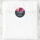Sticker Rond Chic rose Peony Couple Noms Mariage Enveloppe Scea (Sac)