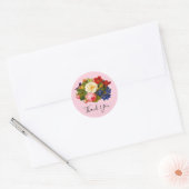 Sticker Rond Chic Roses Blanches Rouge Orange Bleu Papillon Flo (Enveloppe)
