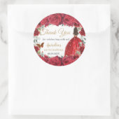 Sticker Rond Chic Roses Rouges Papillons Floraux Princesse Favo (Sac)