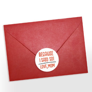 Sticker Rond Chic Rouge Et Blanc Boss Maman Dit Drôle Typo