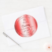 Sticker Rond Chic Ruby Rouge Parties scintillant douce Étiquett (Enveloppe)