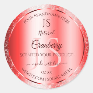 Sticker Rond Chic Ruby Rouge Parties scintillant douce Étiquett