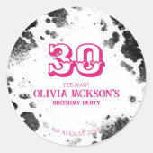 Sticker Rond Chic Rustic Cow Imprimer Hot Pink 30e fête d'anniv (Devant)
