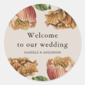 Sticker Rond Chic Rustic Floral Mariage Bienvenue (Devant)